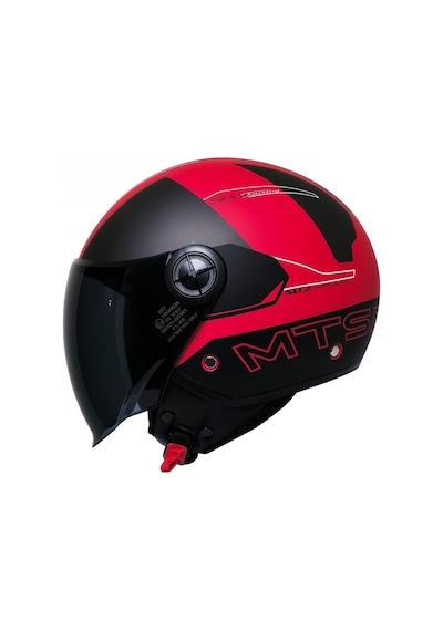 Motosiklet Yarım Kask Siyah Vizör R22.06 Sertifika Fiber Material Desing Red Motor Kaskı Kırmızı
