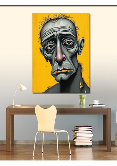 Kanvas Tablo Hüzünlü Yaşlı Adam Figürü 50cmx70cm