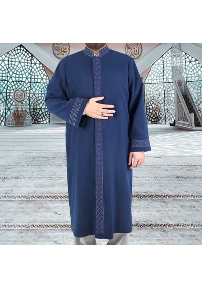 Kışlık Kaşe İmam Cübbesi Makam Lacivert Çok Renkli