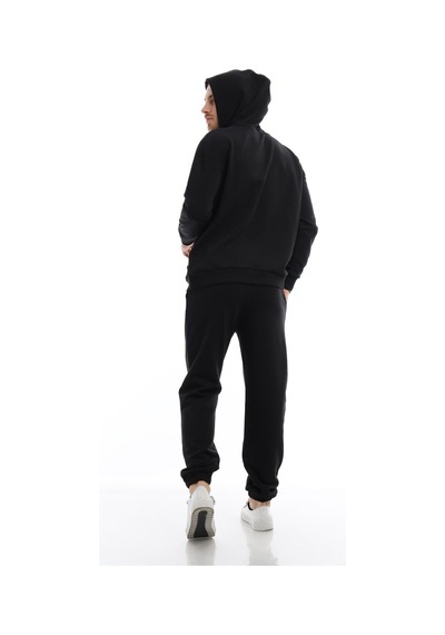 Polostate Erkek Kapüşonlu Kanguru Cepli Sweatshirt Siyah