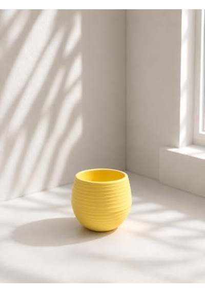 Sarı Renkli Mini Yuvarlak Dekoratif Saksı