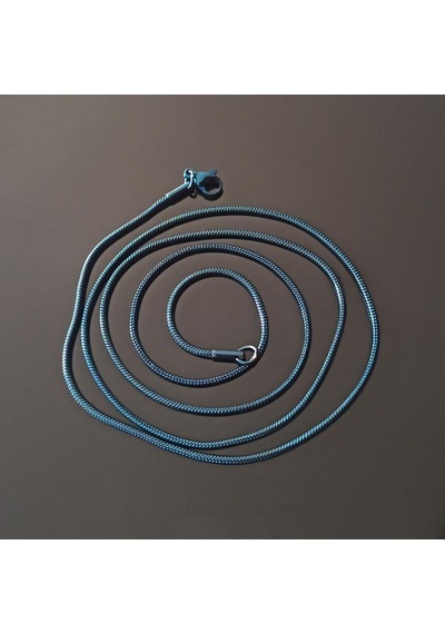 Snake Yılan Model Mavi Erkek Çelik Kolye Zincir Yuvarlak Model (533604248) Çelik
