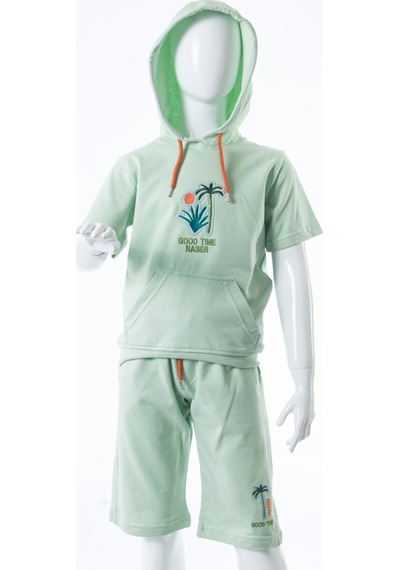 Xo Kids Erkek Çocuk Yazlık 2li Alt Üst Takım Tişort + Şort 8-14 Yaş 4221 Mint