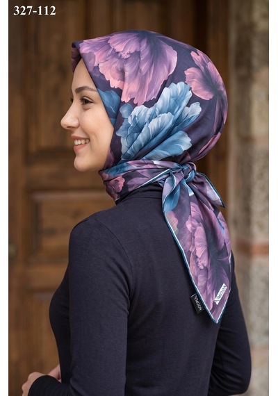 Moonscarfs Moonscarf Soft Pamuk Eşarp Mor - Petrol 327-112 Çok Renkli