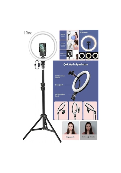 Ring Fill Light Led Işıklı Tripod 10 Inç Halka Youtuber Tiktok Makyaj Işığı Ayaklı Tripot