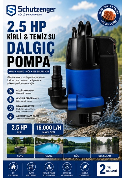 German Bakır Sargı 2 Hp Gizli Şamandıralı 1.5 Kw Kirli Temiz Yüzme Havuzu Gölet Sel Su Pompası