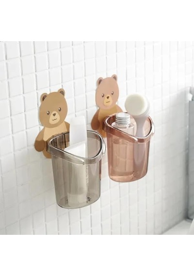 Ayı Figürlü Plastik Organizer Acı Kahverengi