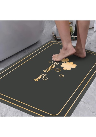 Dijital Kaymaz Yıkanabilir Banyo Mutfak Salon Paspas Halısı Trend Modern Al4011 Antrasit
