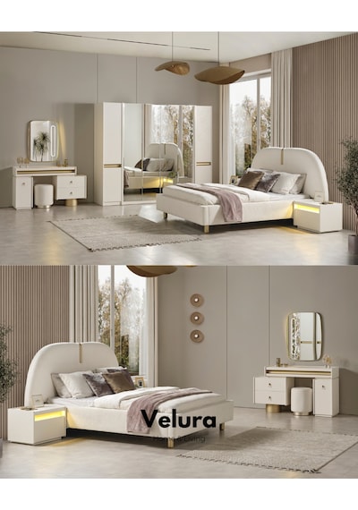 Bern 6 Kapaklı Gardırop - Aynalı Ekru - Meşe