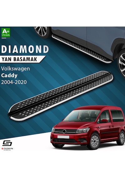 S-dizayn Vw Caddy 3 Uzun Şase Diamond Krom Yan Basamak 223 Cm 2004-2020 A+ Kalite