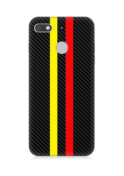 General Mobile Gm 8 Go Uyumlu Sarı Kırmızı Karbon Motif Desenli Silikon Kılıf