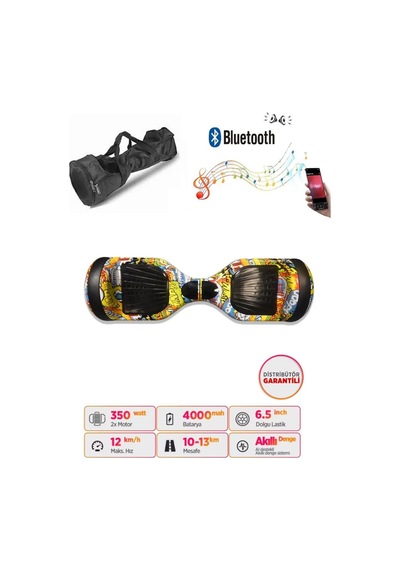 Citymate Elektrikli Kaykay Hoverboard Akıllı Denge 6.5 Inch + Hoverkart + Çanta Extrem Paket D25