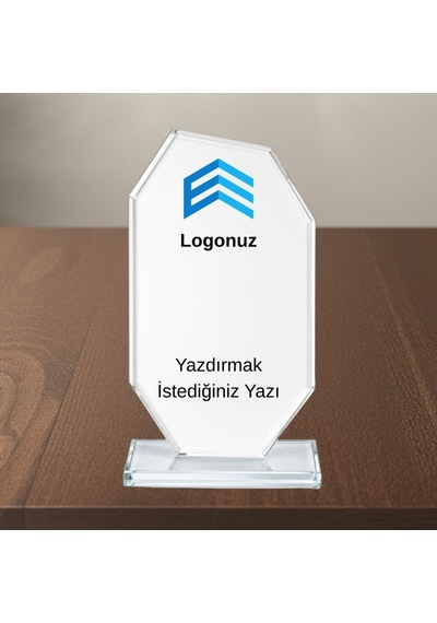 Kendin Tasarla Kişiye Özel Kristal Cam Plaket - Logolu Ve Yazılı Kişiselleştirilebilir Masaüstü Ödül