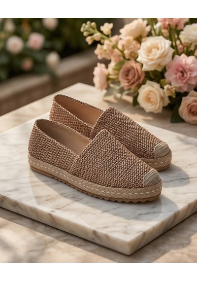 Futsishoes Lucıa Vizon Hakiki Deri Hasır Dikiş Detaylı Kadın Espadril