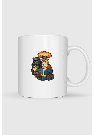 Fallout Sticker Tasarımlı Kupa Bardak Beyaz