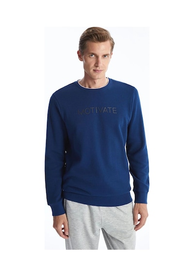 LC Waikiki Lacivert Bisiklet Yaka Uzun Kollu Baskılı Erkek Sweatshirt Çok Renkli