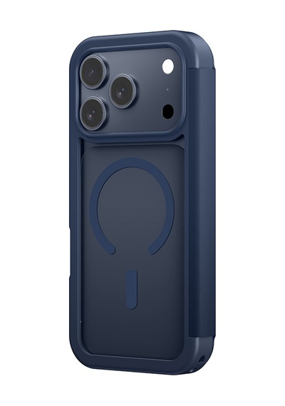 Apple Uyumlu iPhone 17 Pro Max Pu Kartlıklı Kapaklı Amazingthing Glamour Foilo Serisi Kılıf Mavi Mavi
