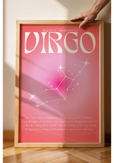 Virgo Başak Burcu Çerçeveli Tablo Aura Enerji Renkleri Astrolojik Takım Yıldızı Sembolü