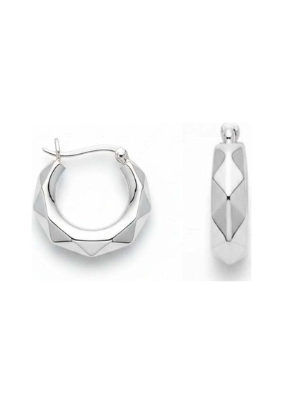 Oya Silver Çok Yüzeyli Cilalı Gümüş Kadın Halka Küpe 2x2 Cm Oyshk023