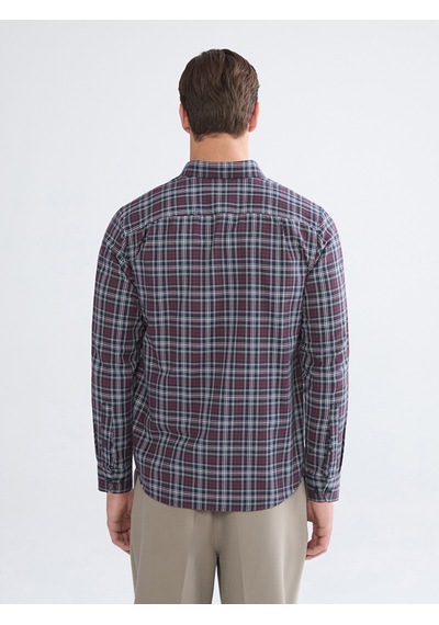 Lcwaıkıkı Classic Bordo Regular Fit Uzun Kollu Ekose Erkek Gömlek