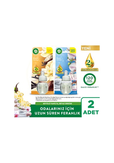 Elektrikli Oda Kokusu Yedek Şişe Büyülü Vanilya + Beyaz Orkide 2x19 Ml Karışık
