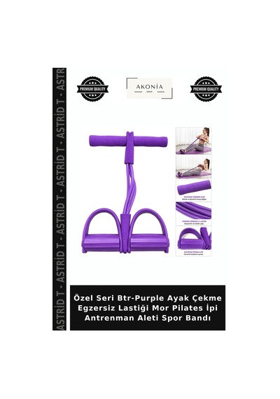 Özel Seri Btr-purple Ayak Çekme Egzersiz Lastiği Mor Pilates İpi Antrenman Aleti Spor Bandı