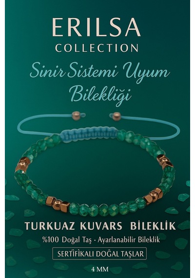 Sertifikalı Sinir Sistemi Uyum  Bilekliği - Turkuaz Kuvars Çok Renkli