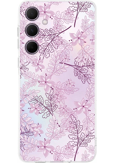 Galaxy A36 İle Uyumlu Kamera Korumalı Floral Pudra Tasarımlı Şeffaf Silikon Kılıf