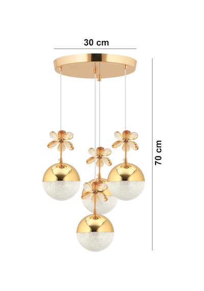 Kelebek 4'lü Gold Sarkıt 3 Renk Modu Ledli Kristal Taşlı Modern Led Avize Gold