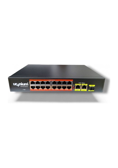 Uranıum Poe-1621sfp-200w 16 Port 10/100+2xgıgabıt Rj45+1xsfp Uplınk 250 Metre Poe Rackmount Swıtch Realtek Chıpset
