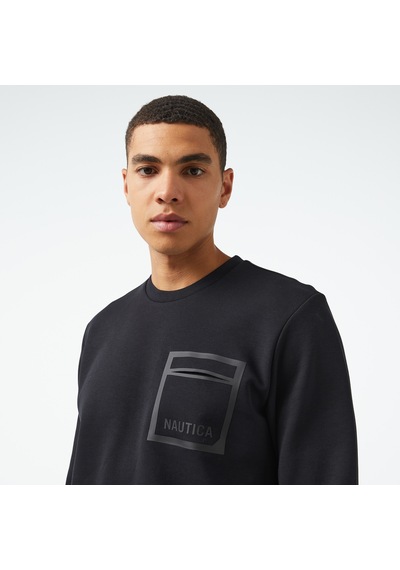 Nautica Erkek Siyah Regular Fit Sweatshirt Renk Bloklu K47021t Siyah