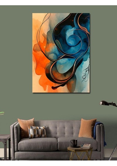 Kanvas Tablo Mavi-turuncu Soyut Sanat 100cmx140cm