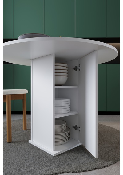Modern Dolaplı 4 Kişilik Mutfak Yemek Masası %100 Mdf Mutfak Yemek Odası Masası Ym04 Beyaz