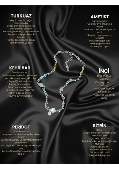 Sertifikalı Aa+ Peridot &ametist-kehribar-inci-sitrin-mercan-turkuaz Doğal Taş Çelik Kadın Kolye Çok Renkli Sertifikalı Aa+ Peridot &ametist-kehribar-inci-sitrin-mercan-turkuaz Doğal Taş Çelik Kadın Kolye Çok Renkli