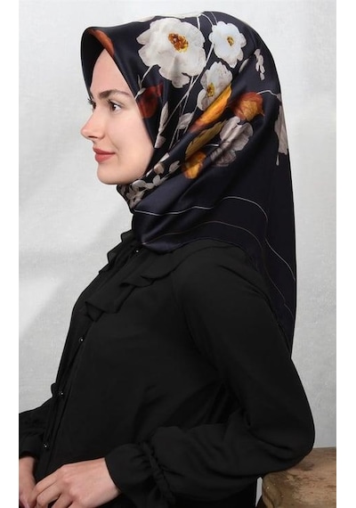 Armine İpek Eşarp Nostalji - 8128-01 Lacivert Vizon Twill Lacivert Vizon
