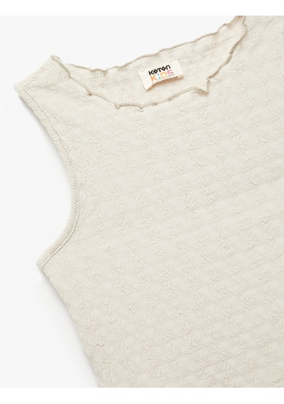 Koton Dokulu Kolsuz Bisiklet Yaka Crop Atlet Bej 5skg30139ak Ekru