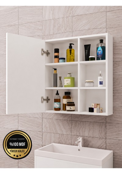 Dalin Tek Kapak Aynalı Banyo Dolabı Mdf Beyaz