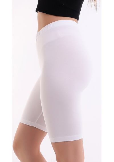 Self Clothing Kadın Beyaz Penye Kumaş Yüksek Bel Kısa Tayt Slf1295