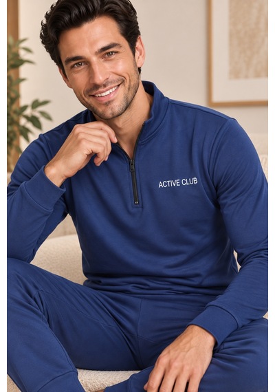 Wordex Mirano 3252 Erkek Fermuar Detaylı Kışlık Spor Eşofman Pijama Takımı Bej