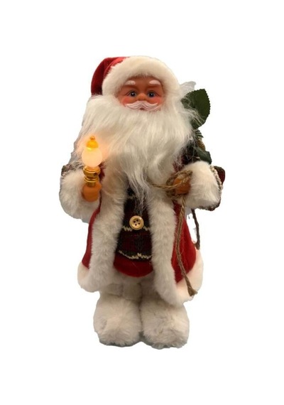 30 Cm Lambalı Yeşil Ekoseli Hareketli Ve Sesli Noel Baba Işıklı Özel Tasarım Yılbaşı Dekor Figürü Diğer