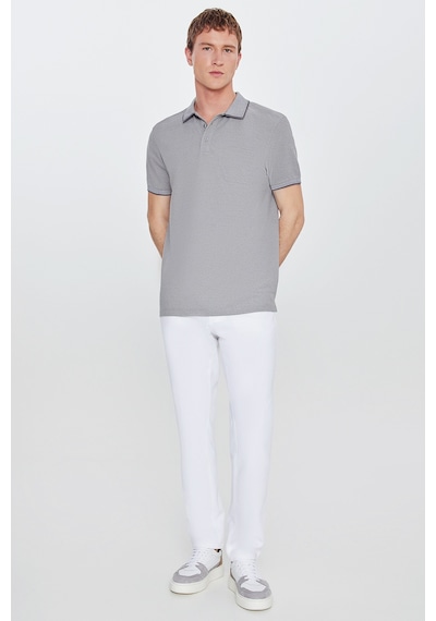 Ac&Co / Altınyıldız Classics Polo Yaka Cepli Regular Fit Bol Kesim Düz Tişört - 465114609 Gri