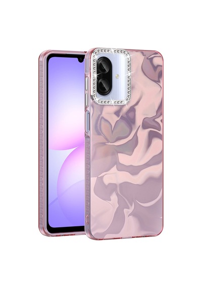 Samsung Galaxy Uyumlu A07 Kılıf Airbagli Parlak Taş Detay Tasarımlı Esila Kılıf Pembe