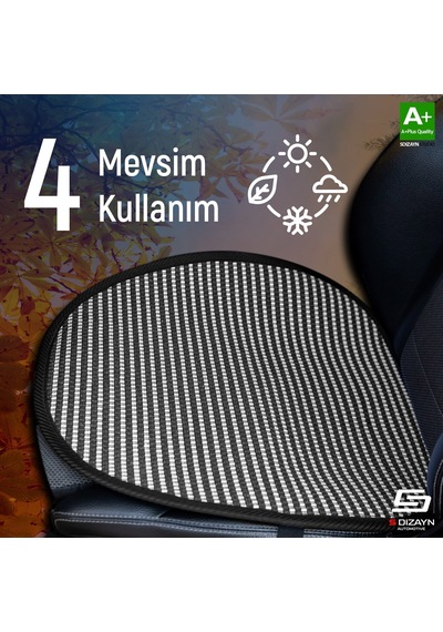 S-dizayn Oto Koltuk Koruyucu Alt Minder Çizgili Füme Beyaz Universal 2+1 Parça Ön Arka A+ Kalite
