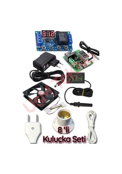 8 Li Set Kuluçka Makinesi Termostadı Zaman Modülü Kuluçka Seti