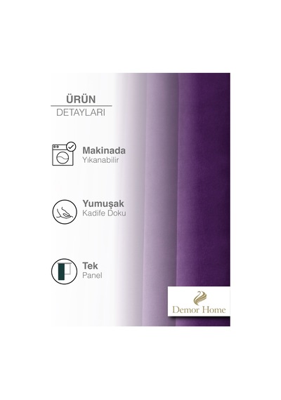 Br Demor Home 1/2 Sık Pile Ametist Kadife Dokulu Fon Perde Ütü İstemez En Çok Satılan