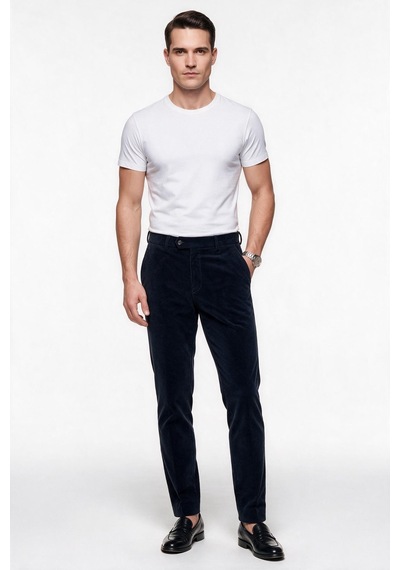 Ecer Erkek Normal Kesim Fitilli Kadife Pantolon Lacivert