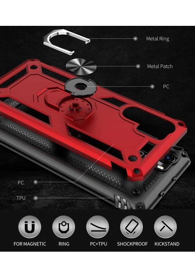 Huawei P30 Pro Kılıf Sert Silikon Yüzüklü Stand Özellikli Kapak