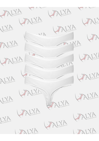 Alya Underwear Kadın Bato Tanga Pamuklu Külot, Büyük Beden String, 5'li Paket- 2 Siyah, 1 Beyaz, 2 Ten Beyaz P05