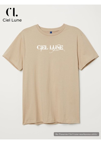 Nevermınd Erkek Blocking Graphic Ciel Lune - Oversize Tişört Bej Bej