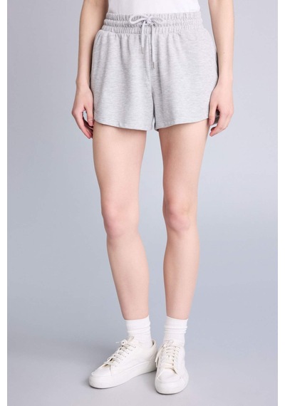 DeFacto Regular Fit Beli Bağcıklı Normal Bel Düz Paça Şort C7600AX25SMGR93 Gri